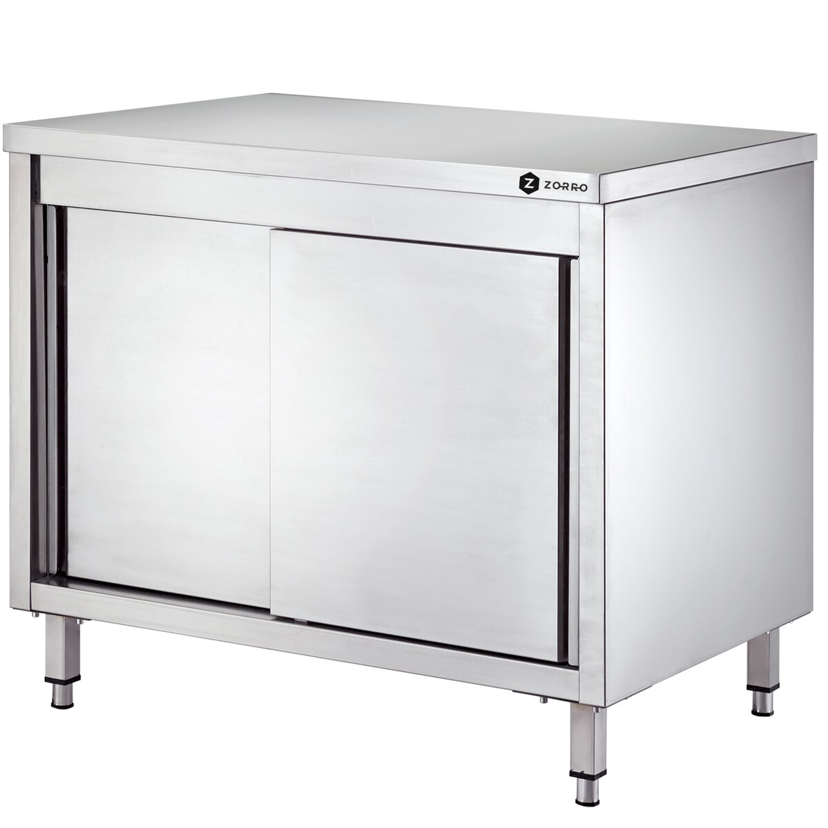 ZORRO Arbeitsschrank ZAS 120/70 | Edelstahl Schrank 1200x700x850 mm | Arbeitsfläche mit Unterschrank | Für Gastronomie & Küche