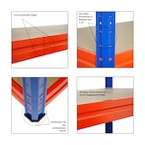 thumbnail of PROREGAL Étagère charge lourde DINO, HxLxP 180x200x60cm, 500kg par niveau, Bleu & Orange, Étagère robuste de Garage, Atelier