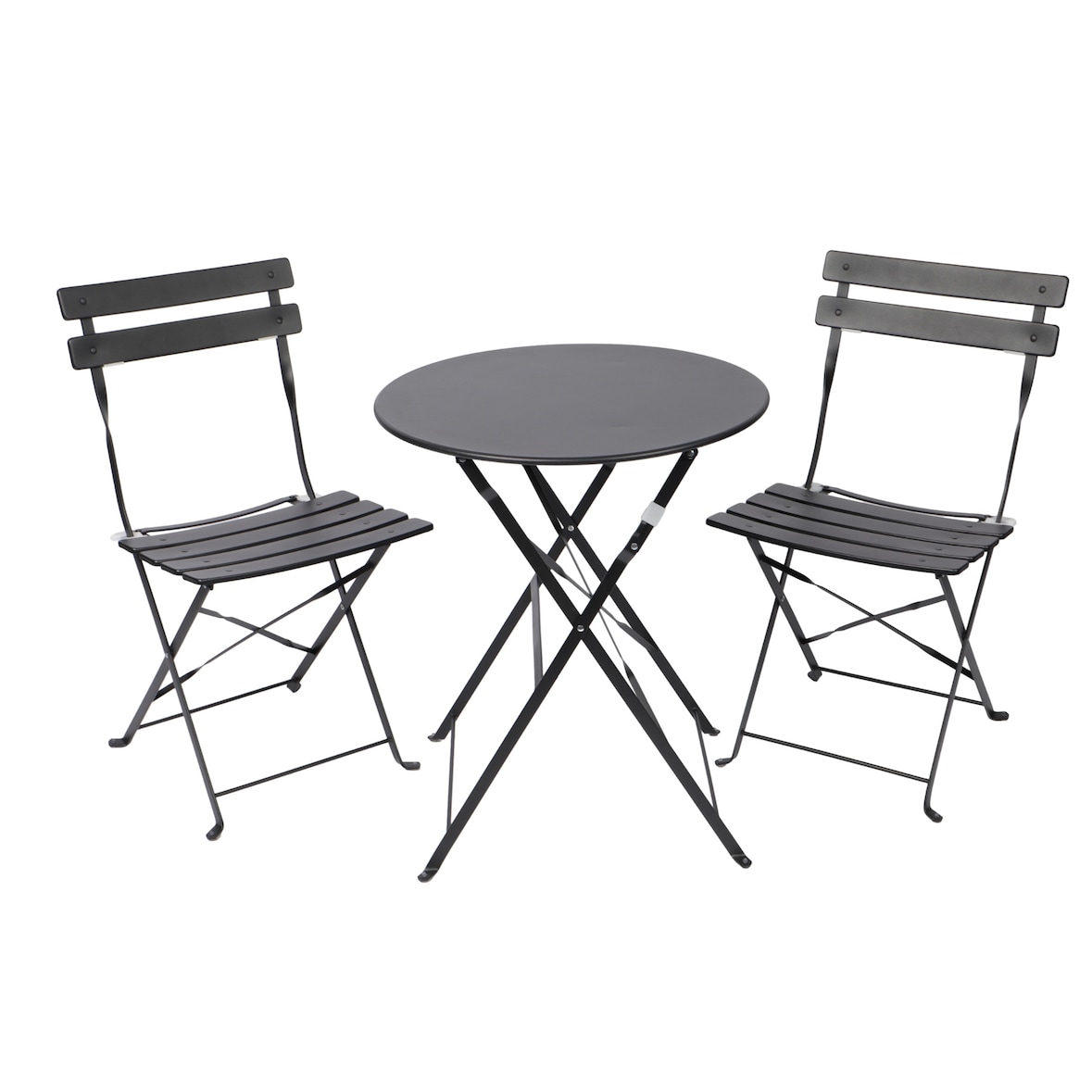 Albatros Bistroset 3-teilig Schwarz Bistrotisch mit 2 Stühlen klappbare Stühle und Tisch aus robustem Metall optimal als Balkonmöbel Set