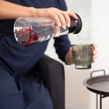 thumbnail of Relaxdays Glaskaraffe zylindrisch, 1 Liter, Gastro, Edelstahl Ausgießer, feines Kristallglas, spülmaschinenfest, klar