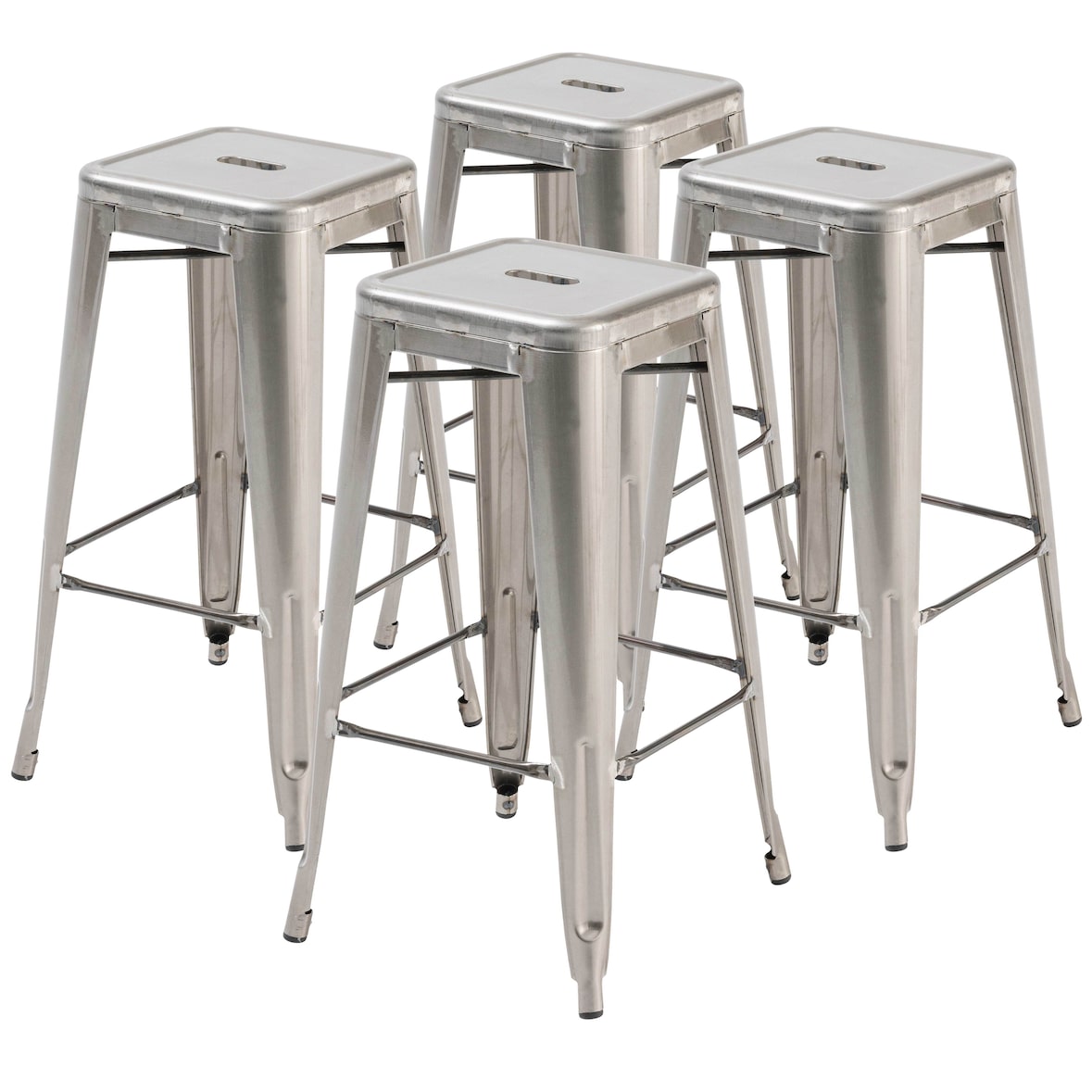 Lot de 4 tabourets de bar en acier gris mat