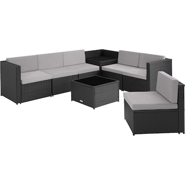 tectake Rattan Lounge Set Verona - Móveis Pretos - Pátio e Jardim - Rattan Sintético Resistente