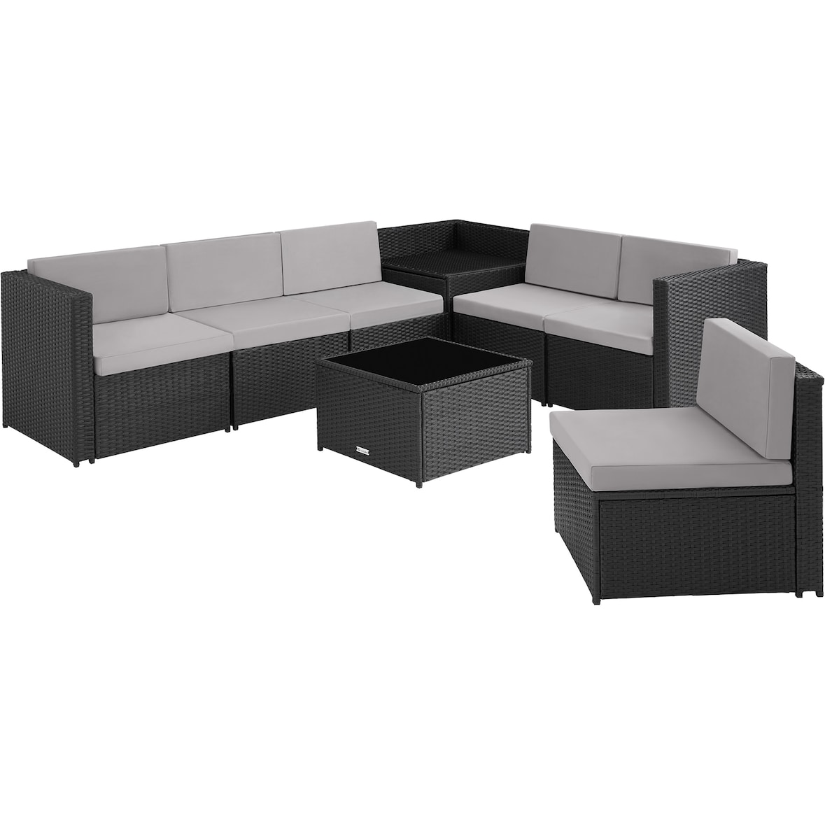 tectake Conjunto de muebles de polirratán Verona con cojines para 6 personas, para exteriores y jardín, negro