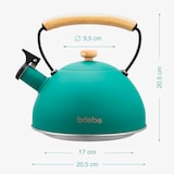 thumbnail of Briebe Nordic Wasserkessel Induktion Flötenkessel 2,5 L Edelstahl,  Holzgriff, Grün