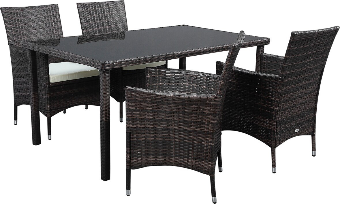 Outsunny Mobili da Giardino Set 5 Pezzi 4 Sedie e 1 Tavolo Marrone