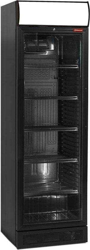 VITRINA ventilada T° positiva 380 litros, negro, con cartel luminoso