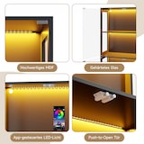 thumbnail of Merax LED-vitrinekast 80x35x170 cm, moderne zwart glazen vitrine, collectievitrine met app-bediening, 4 niveaus, push-to-open deuren