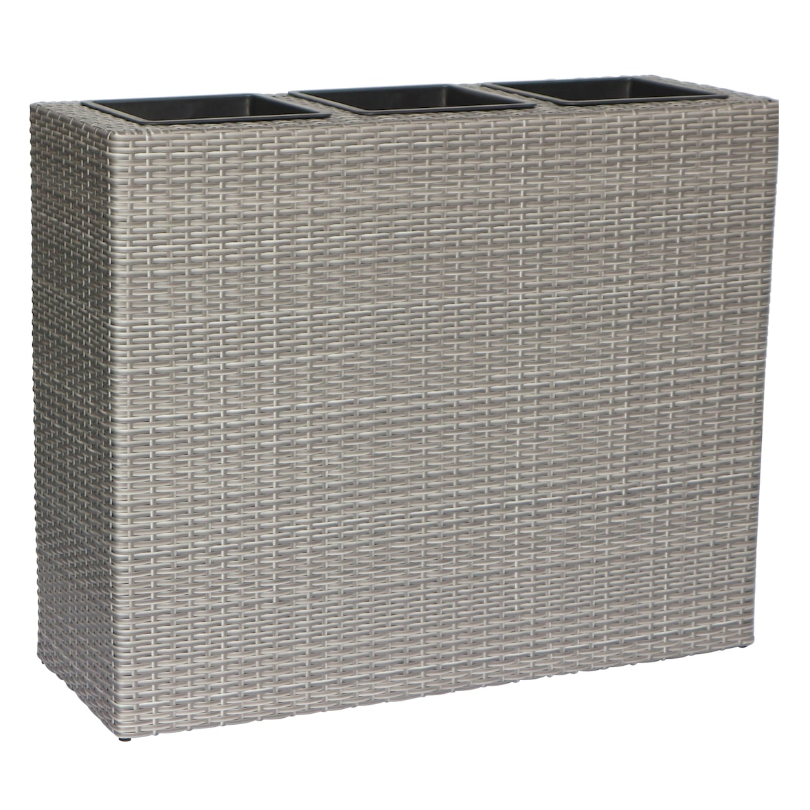 METRO PROFESSIONAL Blumentopf/Raumtrenner mit 3 Pflanzeinsätze Barbados, Polyrattan, steingrau