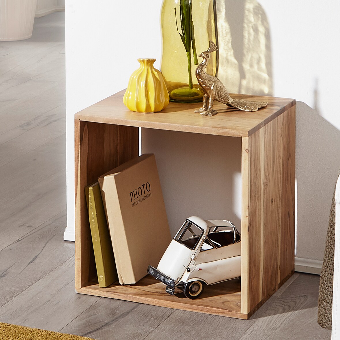 Cube Massivholz Regal Beistelltisch Tisch Holzcube Würfelregal Couchtisch