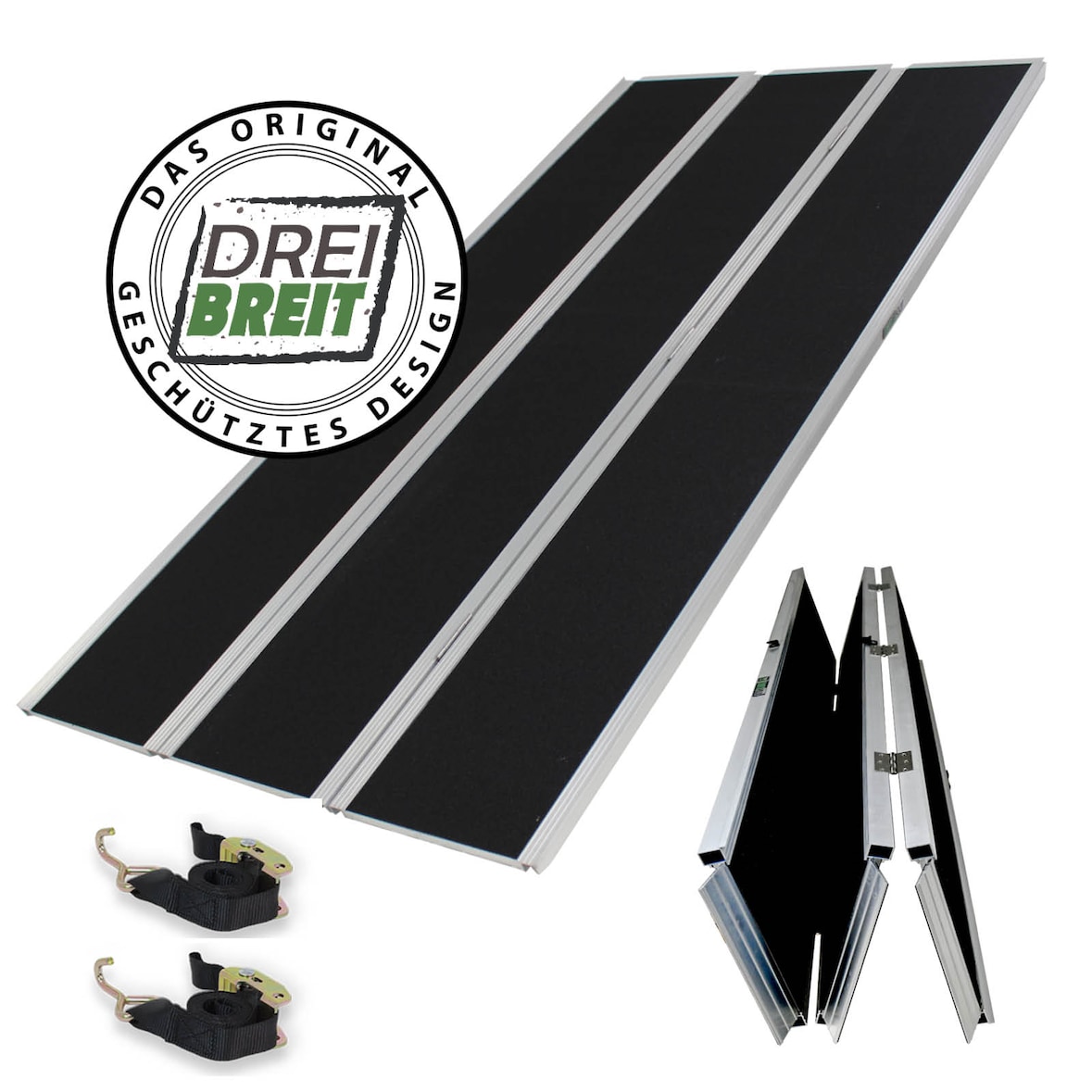 DREIBREIT by TRUTZHOLM Alu Auffahrrampe 215 cm 2-fach klappbar 1020 kg Alu beschichtet Verladerampe