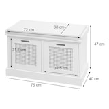 thumbnail of Sitzbank HWC-J49, Polsterbank Garderobenbank, Kissen Aufbewahrungsboxen Staufach 47x75x40cm ~ weiß, Polster creme-weiß