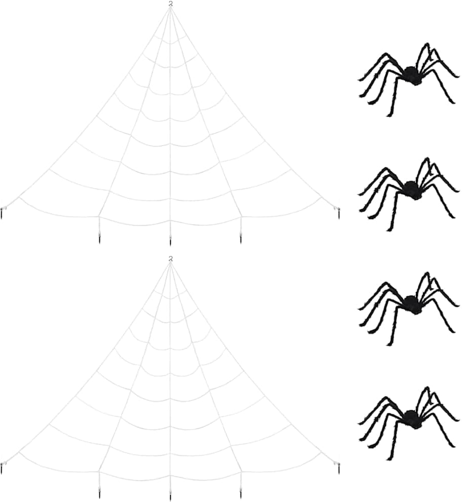 Zwei Spinnennetze mit vier Spinnen.