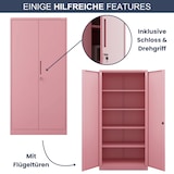 thumbnail of Aktenschrank abschließbar KADO - 5 Ebenen, Flügeltüren | Metallschrank Werkstatt Büroschrank aus Stahl Werkzeugschrank, 195x90x40cm Rosa