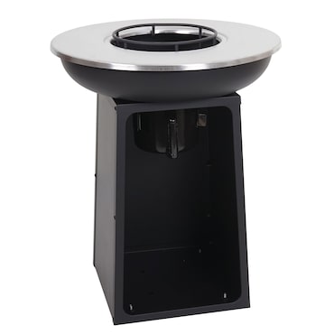 Taça de fogo com placa de grelhar HWC-K97 Fossa de fogo Cesto de fogo para churrasco Placa de cozinha exterior, aço inoxidável ~ Ø59cm preto