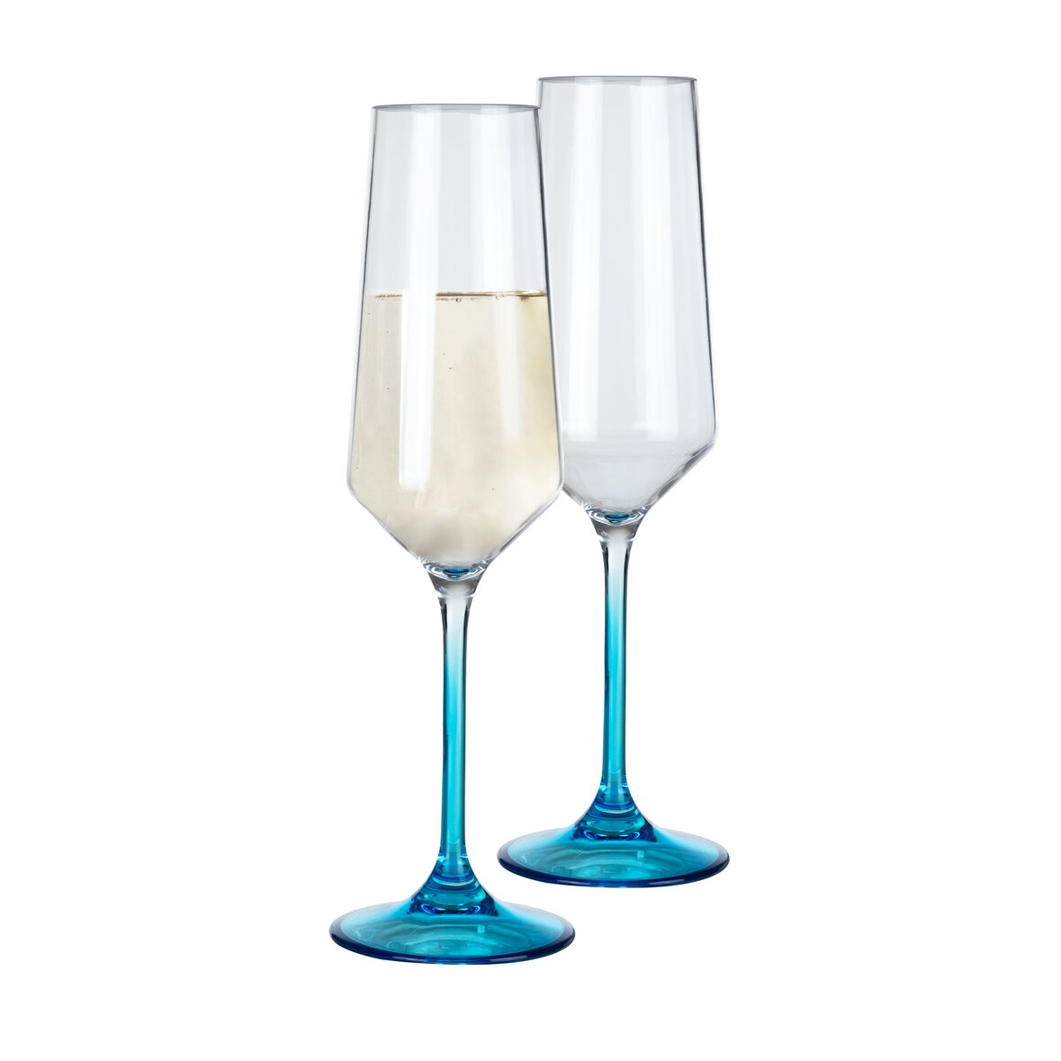 Milano Champagnerglas blue line 2er Set aus Polycarbonat 280 ml bruchfest BPA-frei leicht ideal für Prosecco Sekt