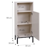 thumbnail of Kommode HWC-O42, Badezimmerkommode Badschrank Schrank mit 1 Tür, 3 Staufächer, MDF Melamin 98x39x30cm ~ Holzoptik beige