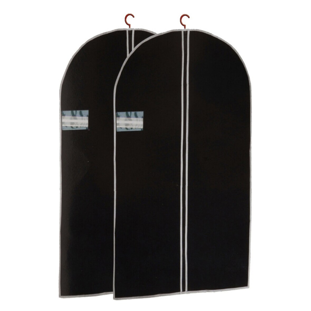WellHome - Juego de 2 Cubrevestidos 60x150cm con Cremallera y ventana en color Negro