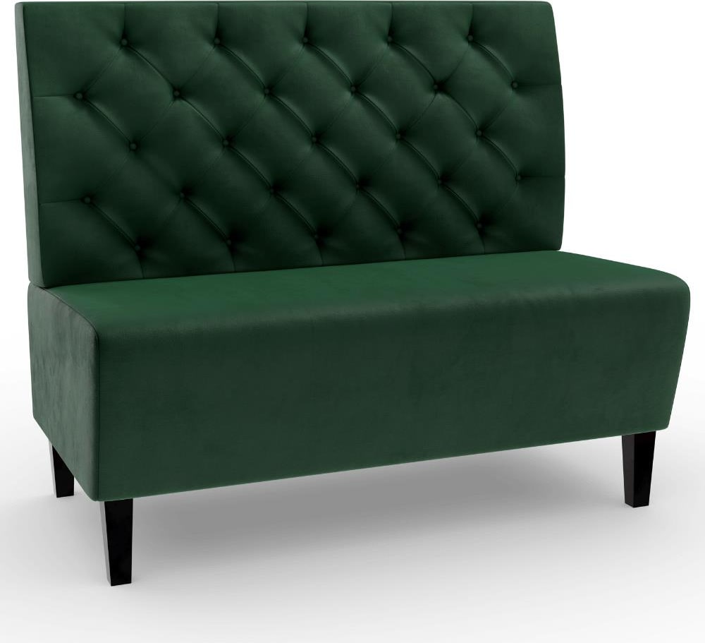 Gastro Sitzbank Paris | 200 cm breit | Samtstoff in Grün | Chesterfield | Dinerbank