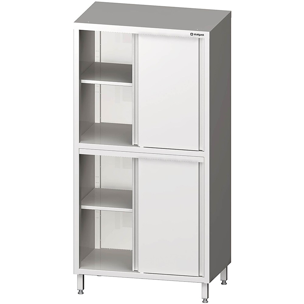Stalgast Edelstahl Hochschrank mit Schiebetüren, 900x700x2000 mm, mit zwei Schrankräumen, verschweißt