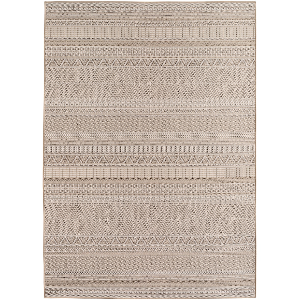 Balkonteppich Ethno Wetterfest Waschbar Strapazierfähig Terrasse Garten Schadstoffgeprüft Beige 200x290 cm – VENTOUX von Kadima Design