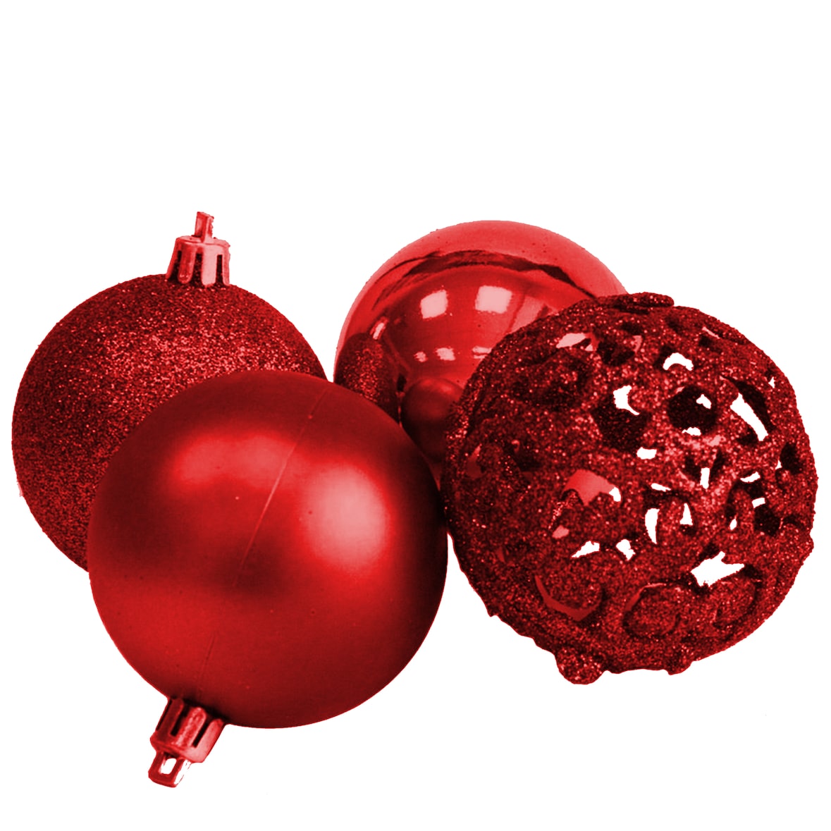Confezione 100 Palline di Natale Colore Red, Palle di Natale Diametro 3/4/6 cm, Addobbi E Decorazioni per Albero di Natale, Colore Rosso
