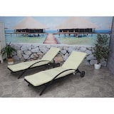 thumbnail of Lote de 2 tumbonas HWC-E27, Tumbona de jardín Relax, polirratán ~ negro, cojín crema-beige