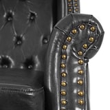 thumbnail of Fauteuil Relax fauteuil Club fauteuil Vleugel fauteuil Chesterfield, kunstleer ~ zwart zonder voetenbankje