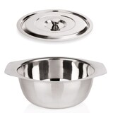 thumbnail of 6x Beilagenschale mit 2 Lappengriffen + Deckel Ø 18 cm Chromnickelstahl silber