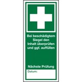 thumbnail of Erste Hilfe Prüfsiegel Verbandkasten, Bogen = 5 Stück - 30x70 mm Dokumentenfolie selbstklebend