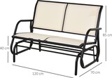 thumbnail of Outsunny Banco Balancín de 2 Plazas Silla Mecedora de Jardín Tubo de Metal y Tela Texteline Transpirable para Exterior Carga Máx. 200 kg 120x70x85 cm