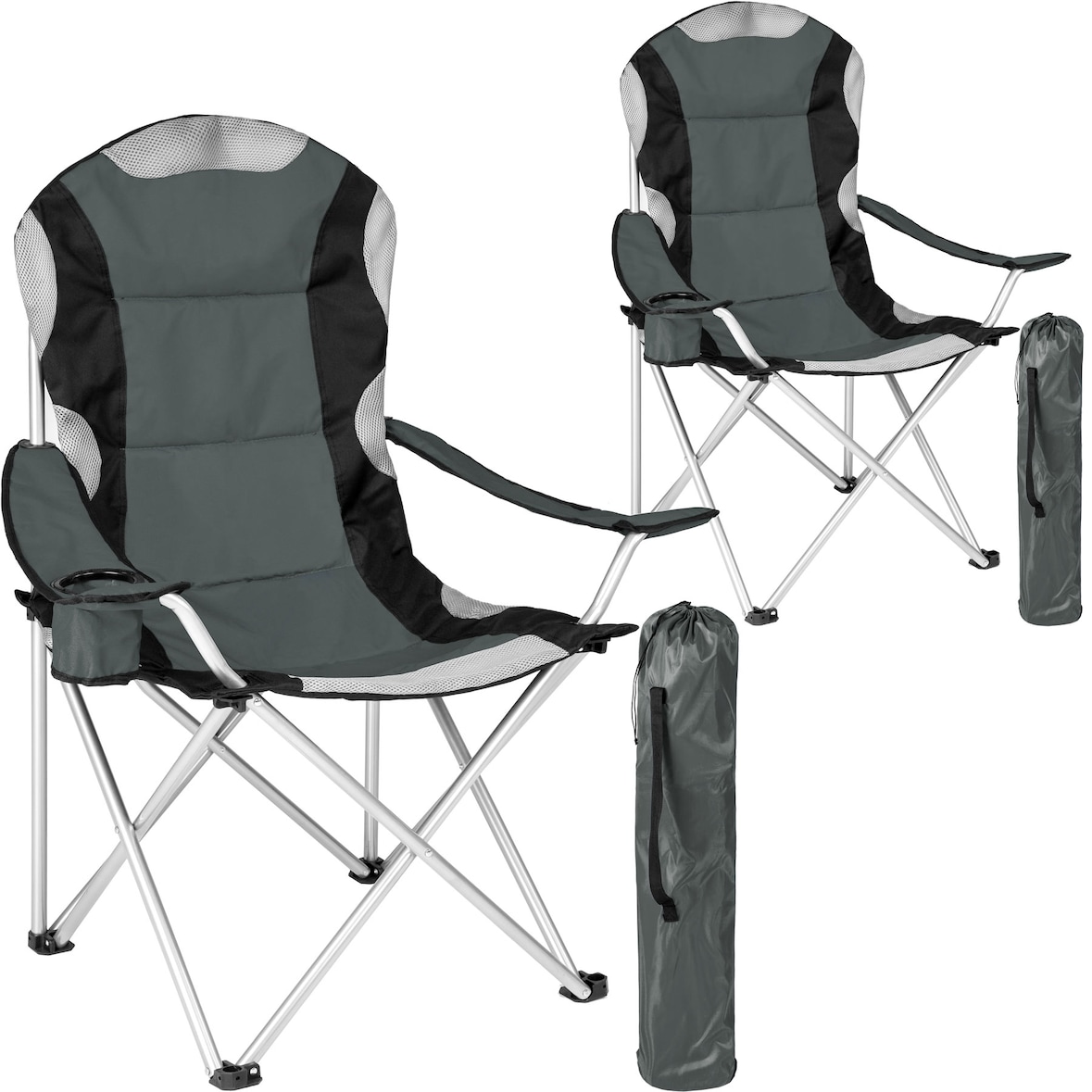 tectake Chaise pliante avec rembourrage - Set de 2 gris