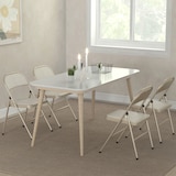 thumbnail of HOMCOM juego de 4 sillas plegables tapizadas en lino sintético con respaldo y estructura de acero, para salón, comedor, cocina, 45x46x78 cm, beige