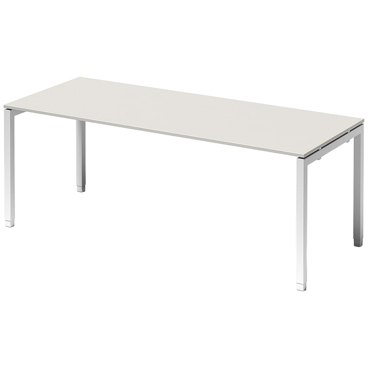 Bisley Cito höhenverstellbarer Schreibtisch 200x80 cm, Tischplatte in grau, Gestell in Weiß - PC Tisch für's Büro manuell höhenverstellbar,