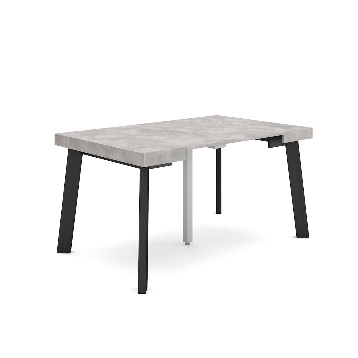 Ausziehbarer Konsolentisch, 140x90x73cm, Für 6 Personen, Holzbeine, Moderner Stil, Zementgrau _ 188_19