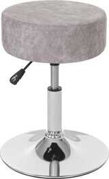 thumbnail of 2er-Set Hocker höhenverstellbar und drehbar | Sitzhöhe 43-55cm | Durchmesser 35cm | Wildlederimitat | vintage Grau | Sitzhocker Schminkhocker