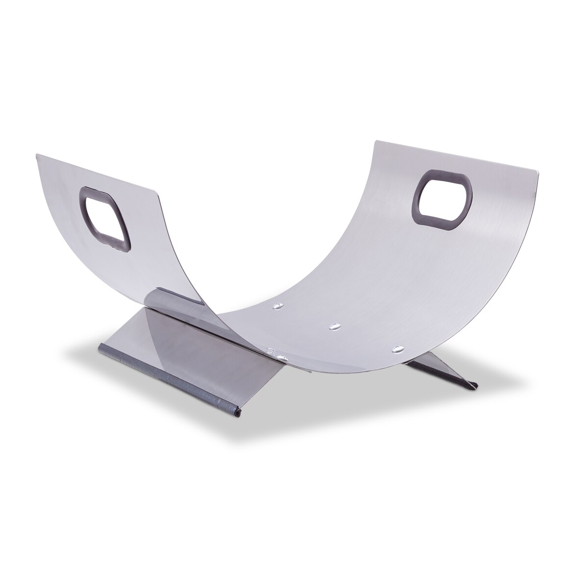 Relaxdays Kaminholzkorb Edelstahl, Feuerholzkorb modern, Kaminholzschale Metall, Holzlege, HxBxT 19 x 37 x 33 cm, silber