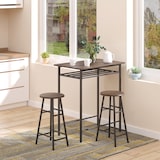 thumbnail of Bartisch Set 3 teilig 80x50x90 cm mit 2 Barhockern und Ablagefach Industrie Design Schwarz Metall MDF platzsparend