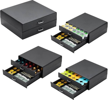 BRASQ Capsulehouder voor Nespresso cups - voor Dolce Gusto cups - Tot 50 cups - Koffiecups houder Zwart - Opbergbox met 2-lades