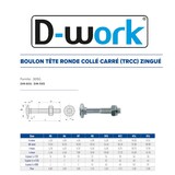 thumbnail of 50 Boulons Tête Ronde Collet Carré TRCC 8 x 140 mm - DIN 603 - Zingué blanc - D-Work