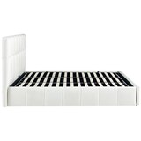 thumbnail of Bett NEGAD - Stoff Creme 194x206x30 cm | Bett 180x200 Polsterbett Mit Bettkasten Gepolsterte Kopfteil Steppnähte Massivholzrahmen