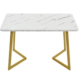 thumbnail of Merax 117x68cm Esstisch,(1-St), Gestell aus Metall Rechteckiger Esstisch aus Moderner Marmormuster Küchentisch Golden/Weiß
