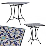 thumbnail of Mosaik Mosaiktisch Gartentisch quadratisch Bistro Rund Eisenramen elegant Blau : Blau gemustert : 70x61,5x61,5