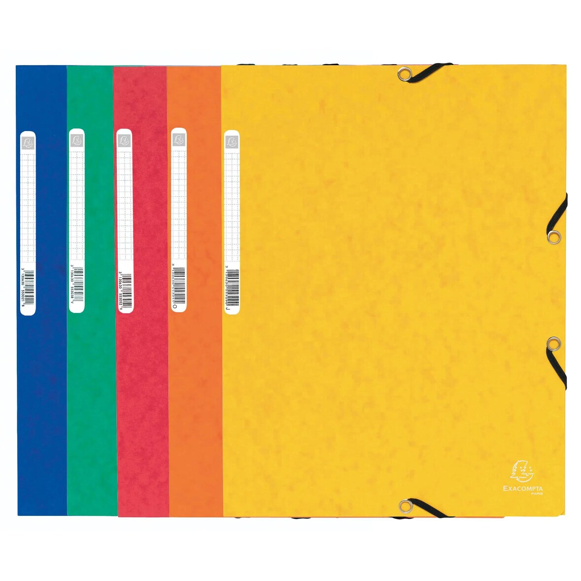 Exacompta 55300E 50x Sammelmappe mit Gummizug und 3 Klappen aus Colorspan-Karton 355g/qm, für Format DIN A4 - Farben sortiert