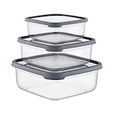 thumbnail of Set 3 Recipientes Herméticos para Alimentos, de forma Cuadrada Gris 7house