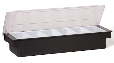 METRO PROFESSIONAL Recipiente para ingredientes com 6 compartimentos, polipropileno/poliestireno, 6 x 0.5 litros, com tampa, preto/branco