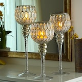thumbnail of Kerzenhalter Kelch CORDOBA Glas Windlicht H: 30,5cm 34,5cm 40cm gold 3er Set