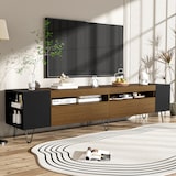 thumbnail of TV-Schrank 180x36x43 cm in Schwarz und Holzoptik mit 2 Türen, offenen Fächern und Kabelmanagement für modernes Wohnzimmer