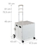 thumbnail of Relaxdays Einkaufstrolley, klappbar, Einkaufskorb mit Rollen, Deckel & neigbarem Teleskopgriff, bis 50 kg, grau/weiß