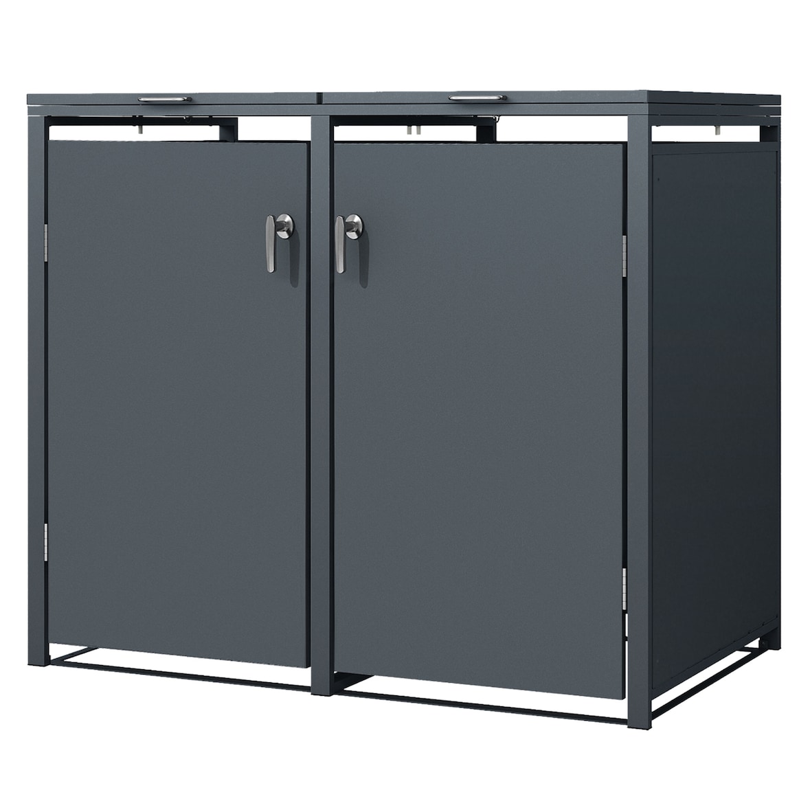 ML-Design Mülltonnenbox 2er für 2 Tonnen 240L 132x80x116,3 cm, Anthrazit, Stahl, wetterfest, Abschließbare Mülltonnenverkleidung mit Klappdeckel/2