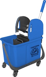 thumbnail of CleanSV Wischset blau Laschenmop 40 cm, Reinigungswagen 20 Liter, Presse, Laschenmophalter, 3 x Laschenmop Baumwollmop, 2 Microfasermop Teleskopstiehl